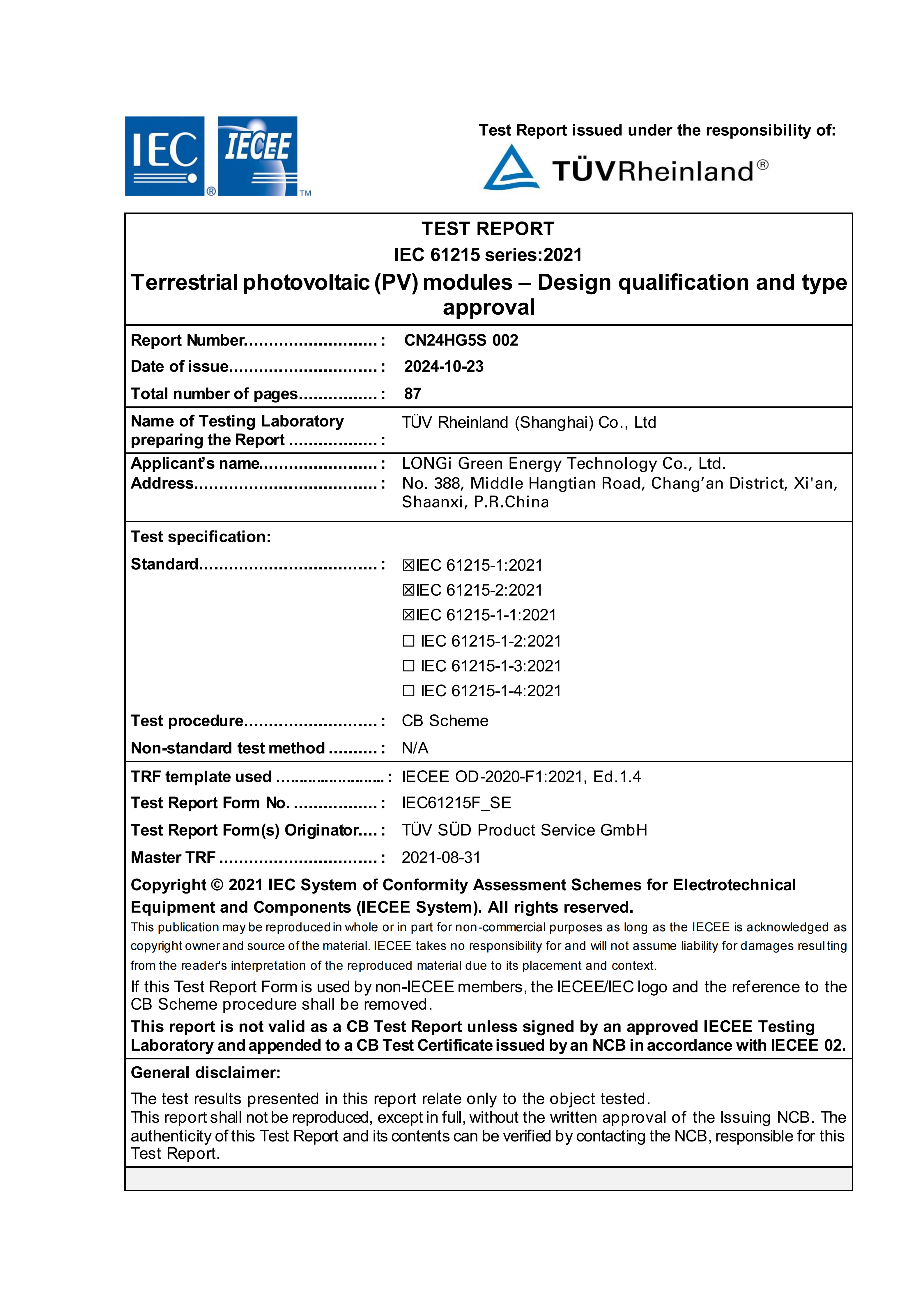 IECEE Certification Sample
